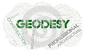 Geodesy typography word cloud create with the text only