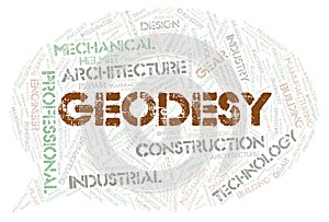 Geodesy typography word cloud create with the text only