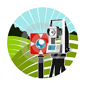 Geodetic instruments and green fields symbol
