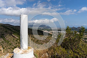 Geodetic vertex located at the top of Cabeza Mediana mountain in Spain photo