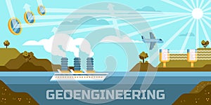 Geoengineering concept vector illustration, altering, atmosphere, biosphere photo