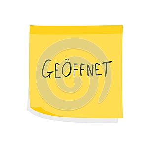 Geoffnet paper note sign