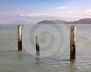 Geoffrey Bay piers on Magnetic Island near Townsville in Far North Queensland, Australia