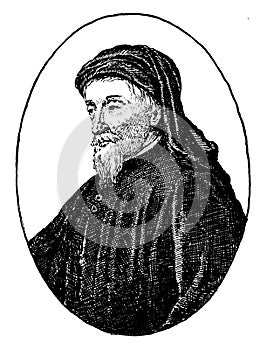 Geoffrey Chaucer, vintage illustration