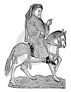 Geoffrey Chaucer, vintage illustration