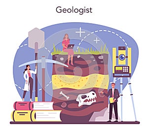 Geographer concept. Studying the lands, features, inhabitants