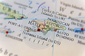 Geographic Haiti and Dominican Republic map photo