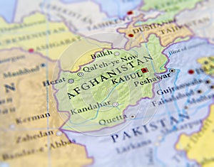 Geographic map of Afghanistan with important cities