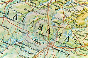 Geographic map of Alabama close