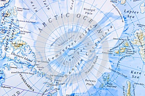 Geographic map of Arctic Ocean close location