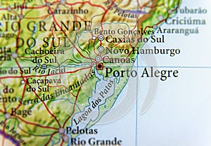 Geographic map of Brasil with Porto Alegre city photo