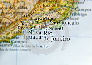 Geographic map of Brasil with Rio De Janeiro city