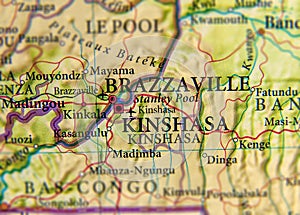 Geographic map of Brazzaville capital of Congo