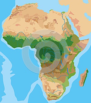 Geographic map of the continent of Africa