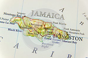 Geographic map of country Jamaica close