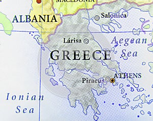 Geographic map of European country Greece with important cities