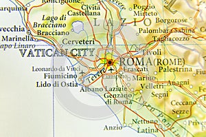 Geographic map of European country Italy with Rome capital city