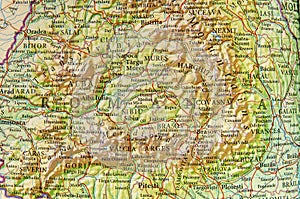 Geographic map of European country Romania with important cities