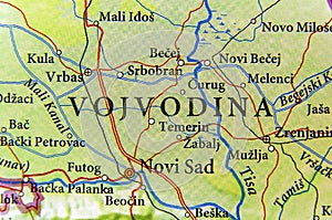 Geographic map of European country Serbia and Vojvodina state autonomy