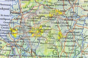 Geographic map of European country UK with important cities