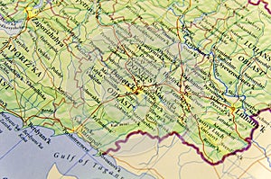 Geographic map of European country Ukraine city Donets& x27;ka Area