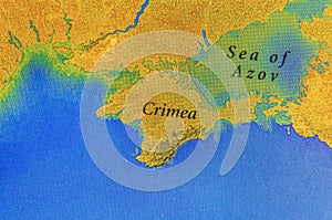 Geographic map of European Crimea and Sea of Azov