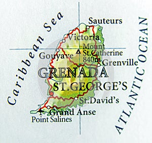 Geographic map of Grenada country with important cities photo