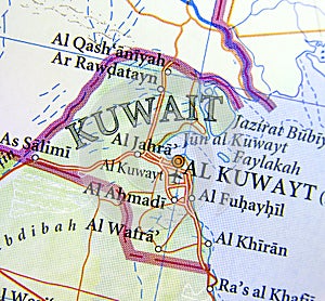 Geographic map of Kuwait with important cities