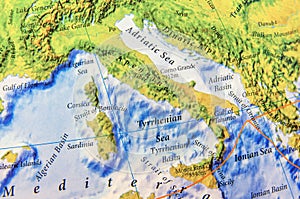 Geographic map part of Europe of Apennines close