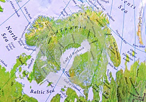 Geographic map part of Europe of Scandinavia close