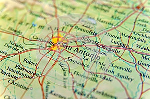Geographic map of San Antonio close