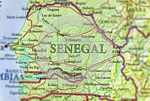 Geographic map of Senegal with important cities