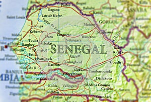 Geographic map of Senegal with important cities photo