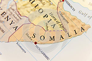 Geographic map of Somalia with important cities