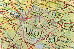 Geographic map of South Carolina close