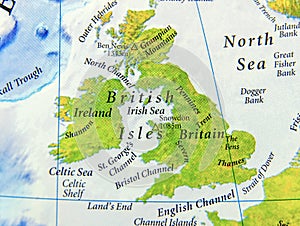 Geographic map of United Kingdom close