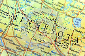 Geographic map of US state Minnesota with important cities