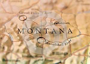 Geographic map of US state Montana with important cities