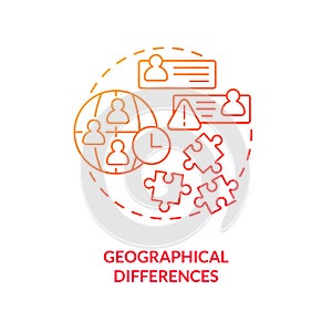 Geographical differences red gradient concept icon