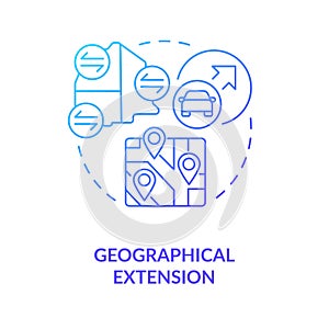 Geographical extension blue gradient concept icon