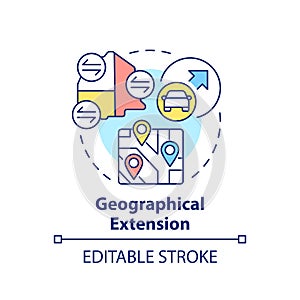 Geographical extension concept icon