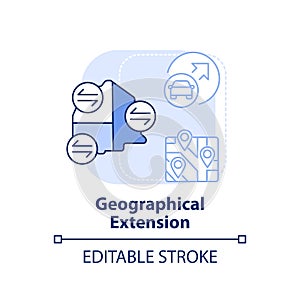 Geographical extension light blue concept icon