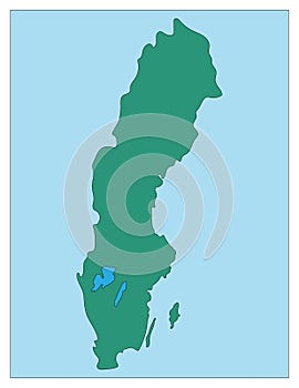 Geographical map of Sweden illustration