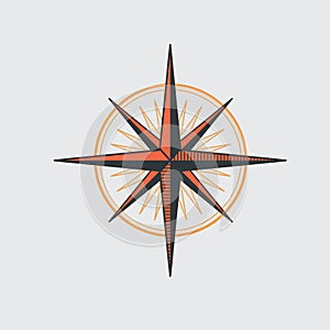Geography compass wind rose icon. vintage navigation cartography. Stock vector illustration isolated on white background
