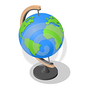 Geography globe earth school icon, isometric style