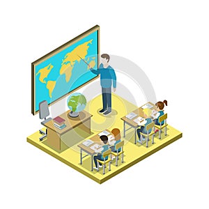 Geography lesson at school isometric icon