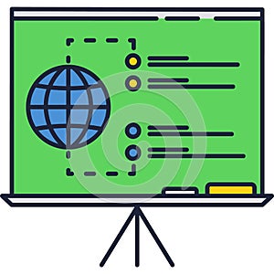 Geography school chalk board flat vector icon