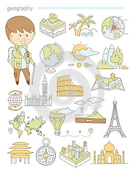 Geography and travel, teacher geographer Doodle