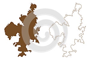 Geojedo island Republic of Korea, ROK map vector illustration, scribble sketch Koje or Geoje Island map