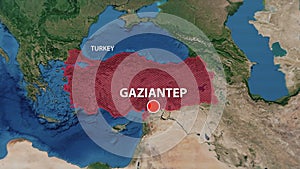 Geolocation of the city of Gaziantep on the map